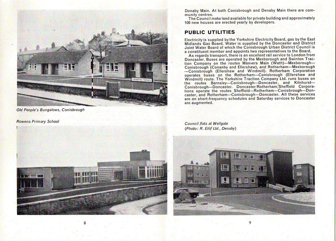 Conisbrough Official Guide booklet page 9 public utilities
