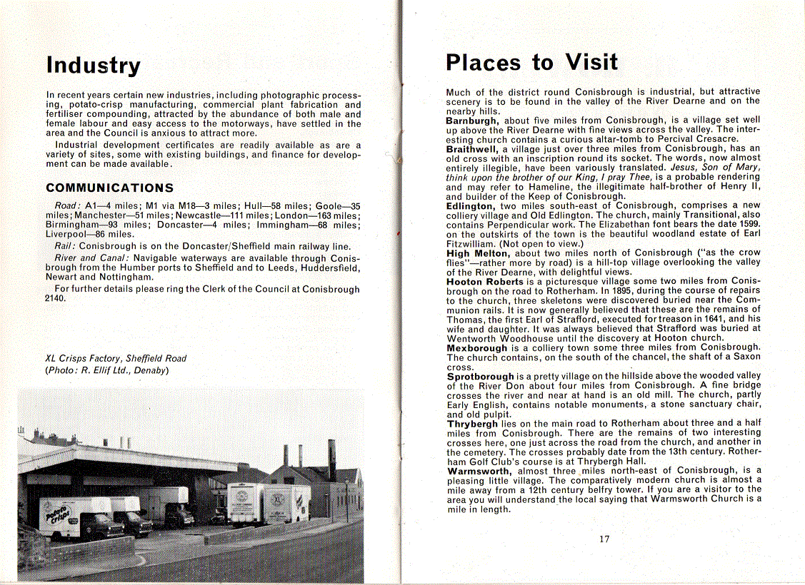 Conisbrough Official Guide booklet 1968 page 17 industry places to visit